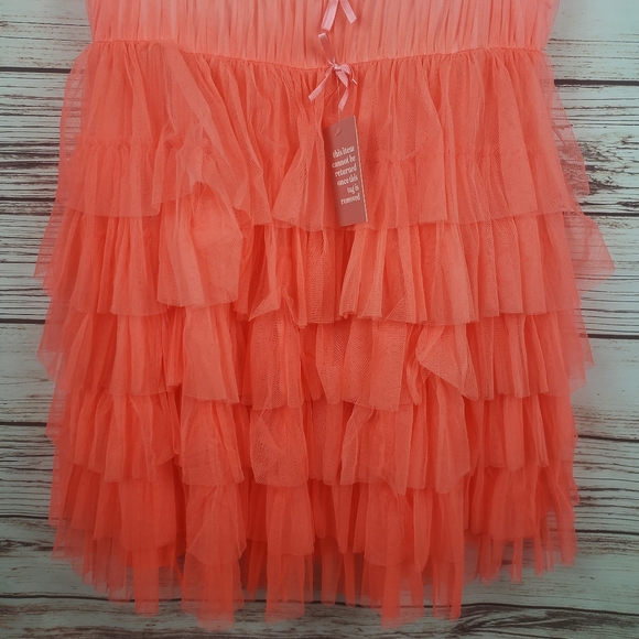NWT Ivy City Co Womens XL La Ti Do Coral Ombre Tiered Tulle Dress Flutter Sleeve - Picture 6 of 11